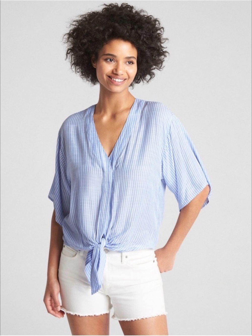 Gap Kimono Sleeve Tie Front Blouse